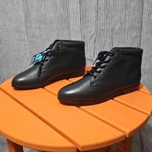 Danexx Austin4 Blue Leather Lace-Up Flat Ankle Boots 6.5M Cottagecore Academia‎